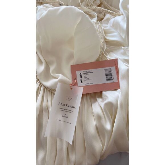 Cult Gaia Silk Salee open-back gown white US8 - Picture 10 of 12